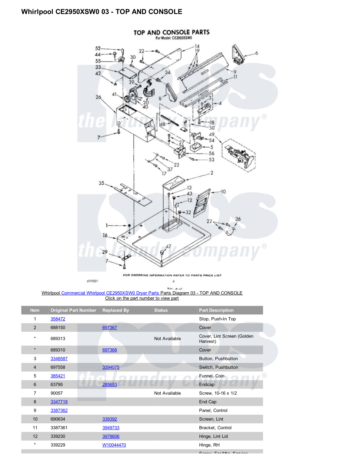 Whirlpool CE2950XSW0 Parts Diagram