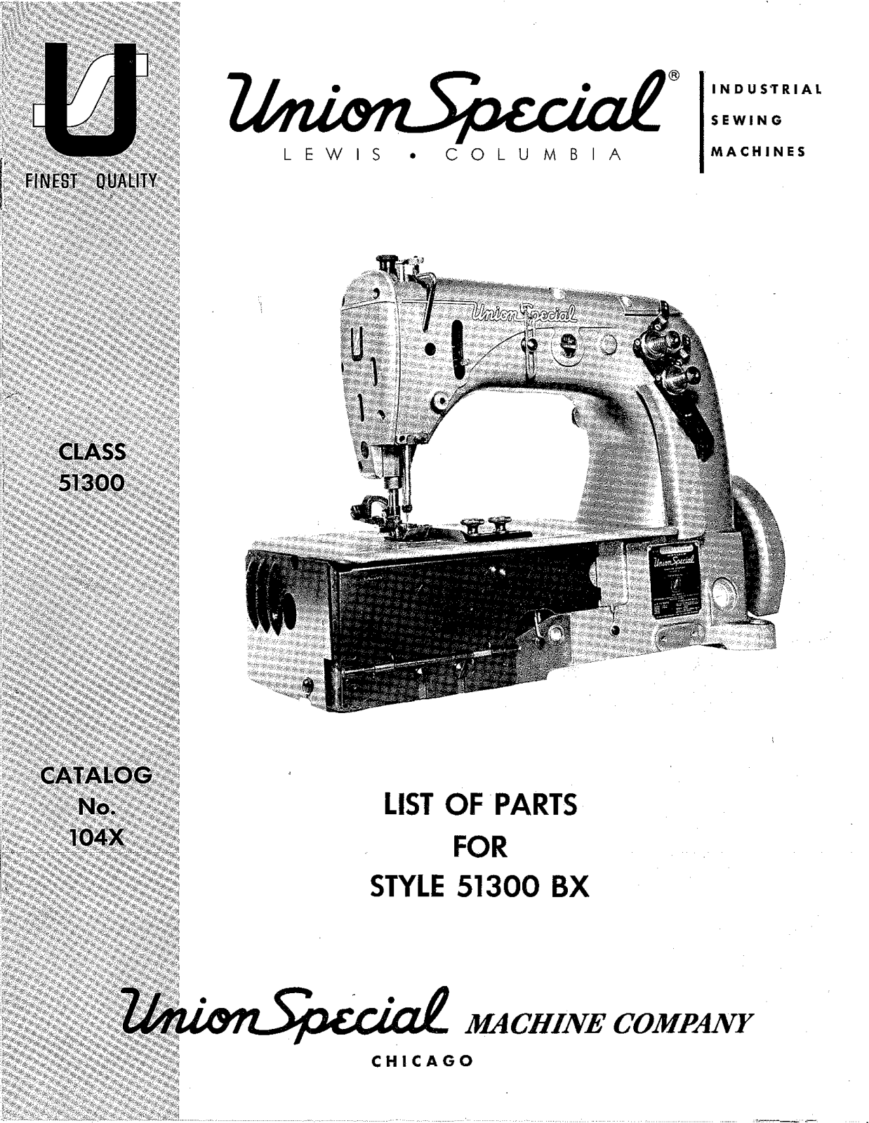 Union Special 51300BX Parts List