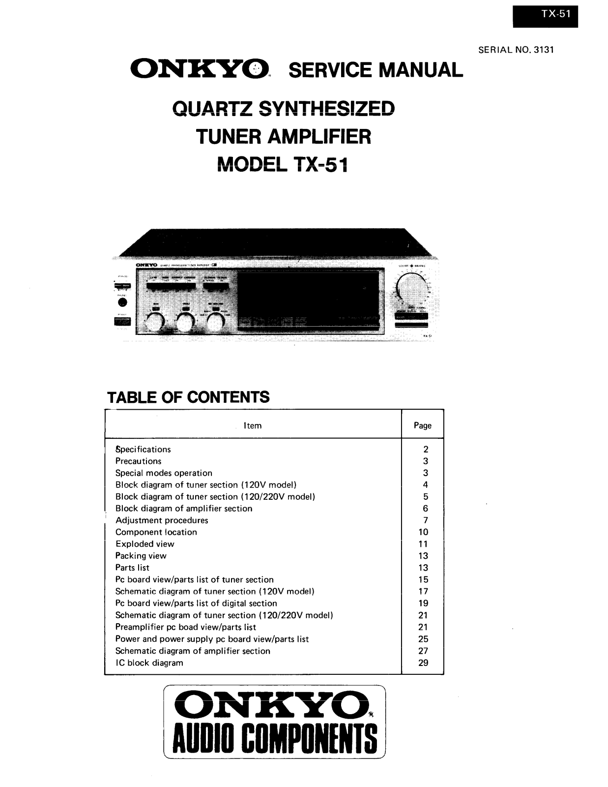 Onkyo TX-51 Service manual