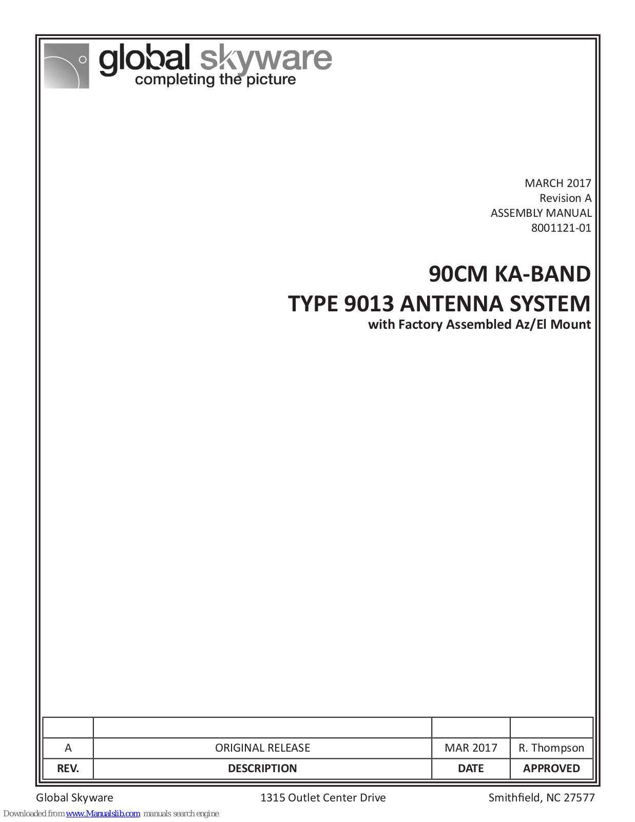 Global Skyware 9013 Assembly Manual