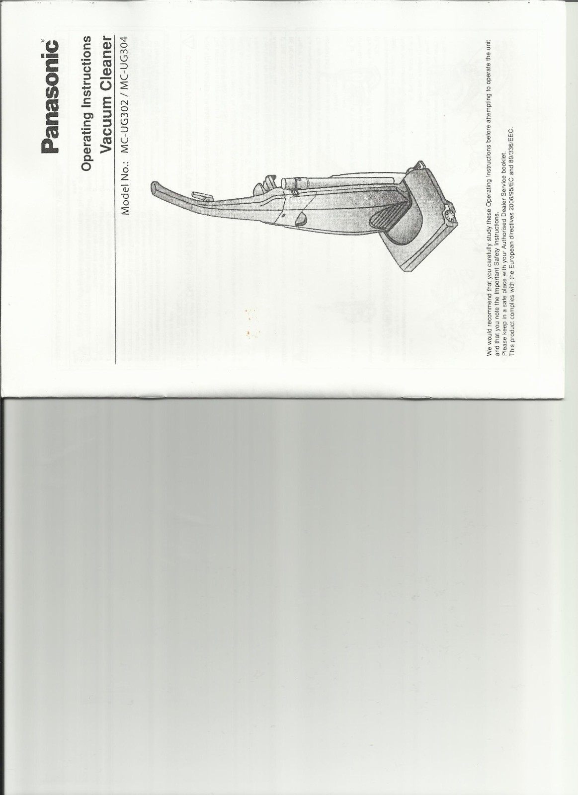 Panasonic MC-UG302, MC-UG304 Operating Instructions Manual