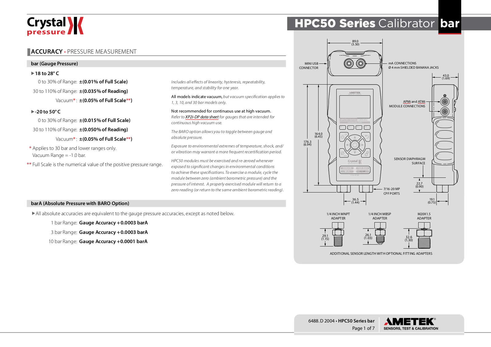 Crystal Engineering HPC50 Data sheet