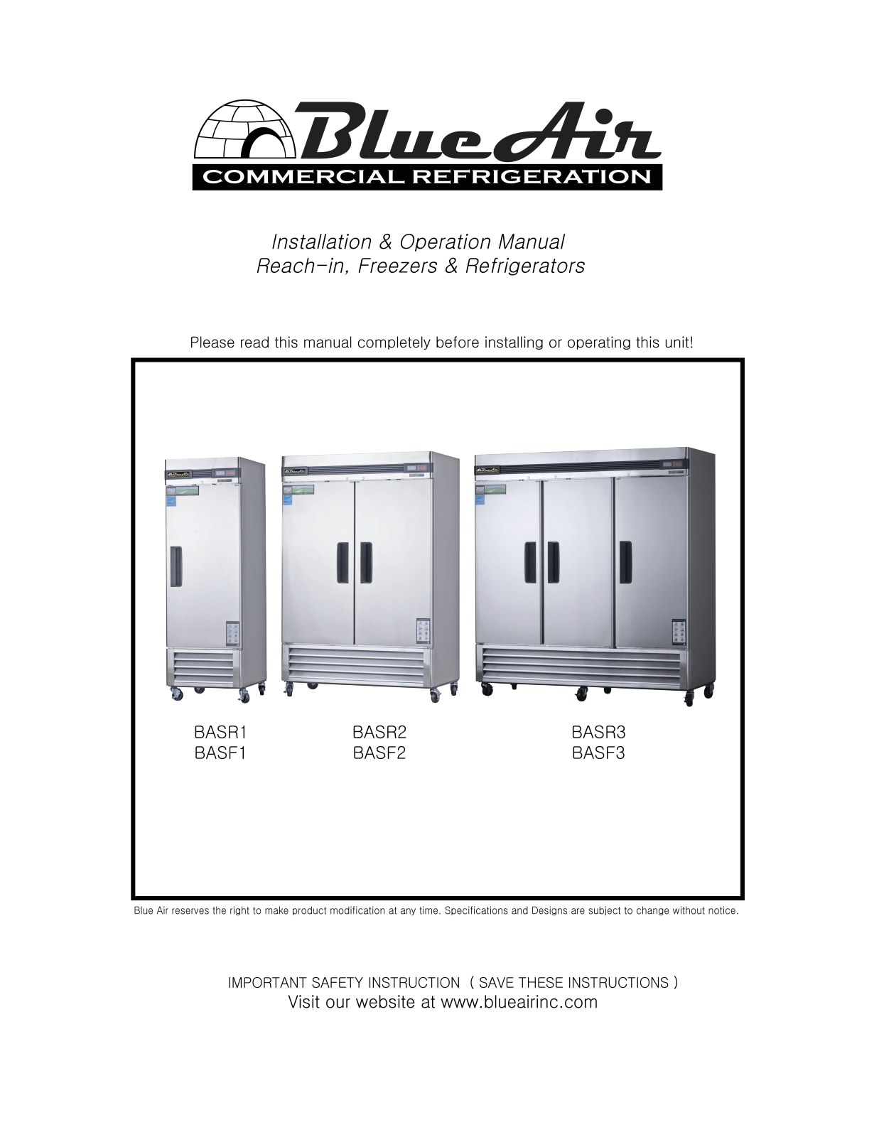 Blue Air BASR1 Operator’s Manual