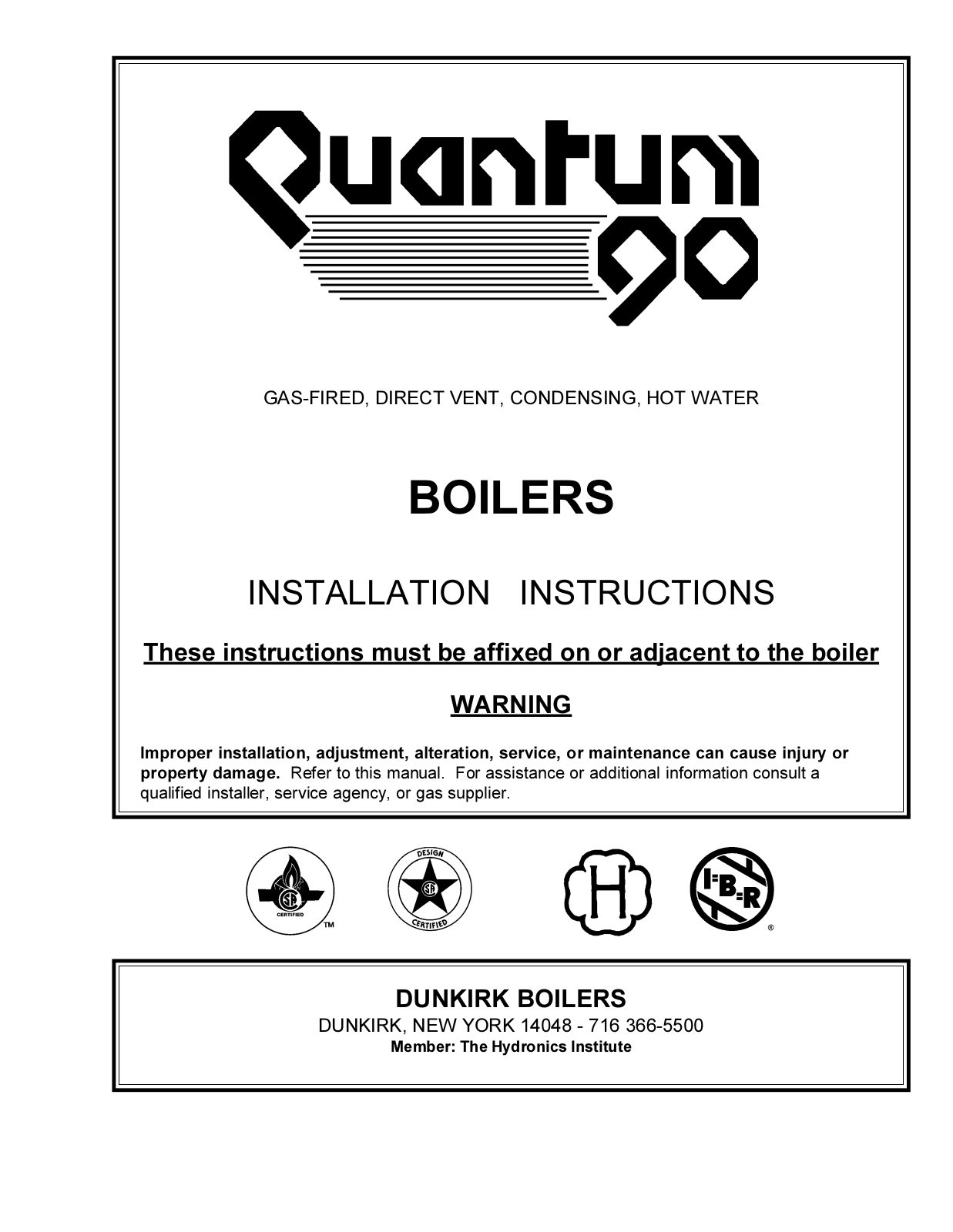 Quantum GAS-FIRED BOILERS User Manual