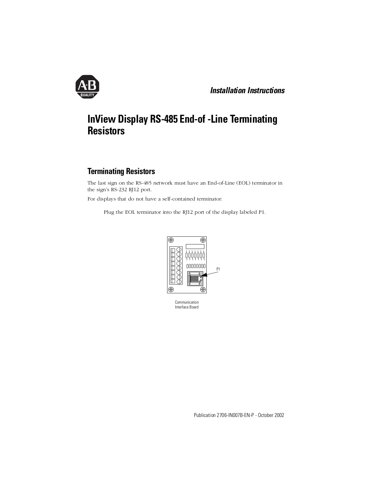 Rockwell Automation 2706-P42R, 2706-P42C, 2706-P43R, 2706-P43C, 2706-P44R User Manual