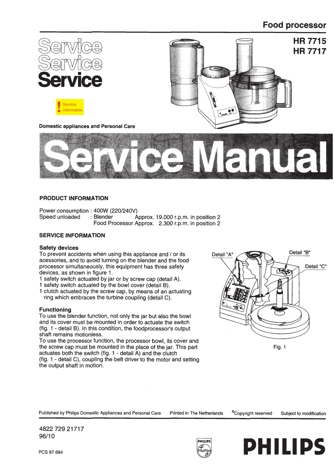 Philips HR7715 Service Manual