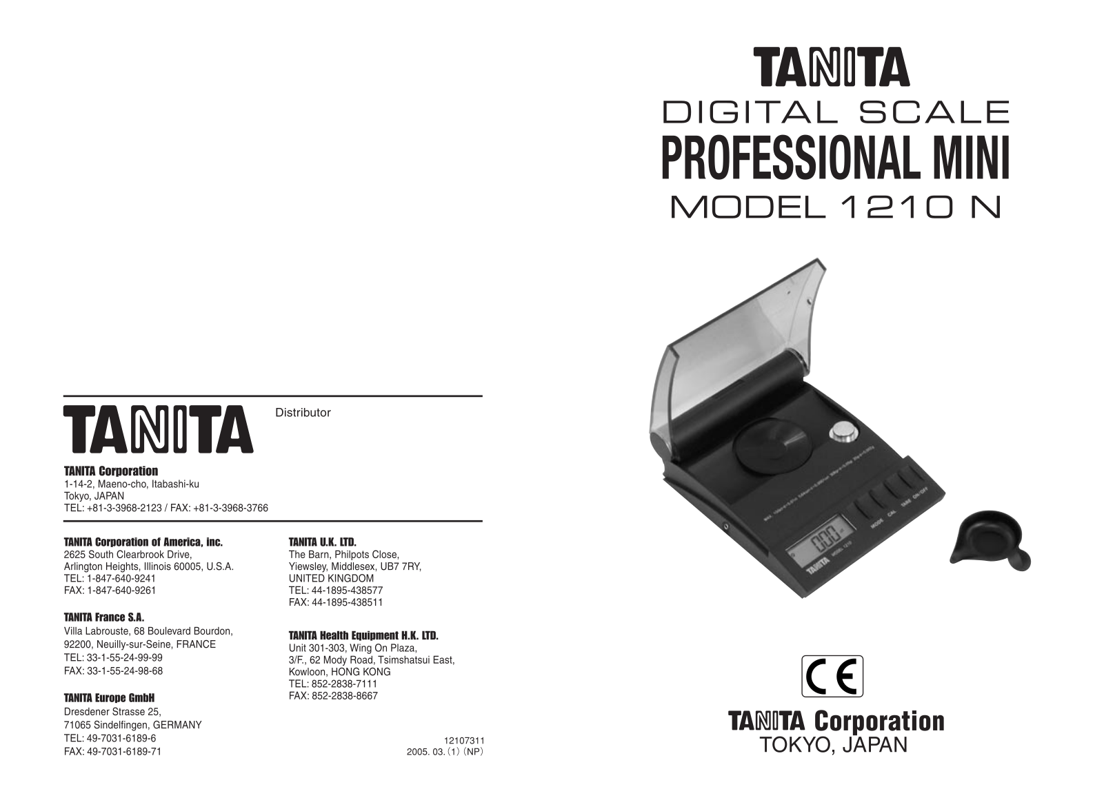 Tanita 1210N Owner's Manual