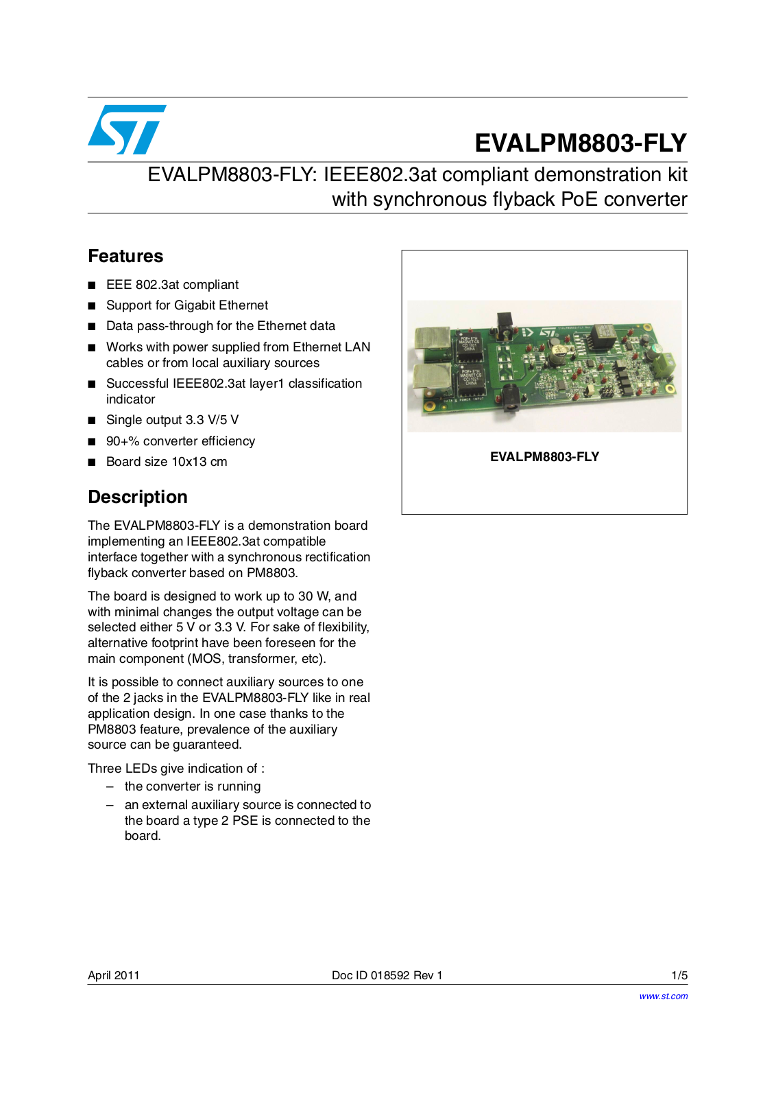 ST EVALPM8803-FLY User Manual