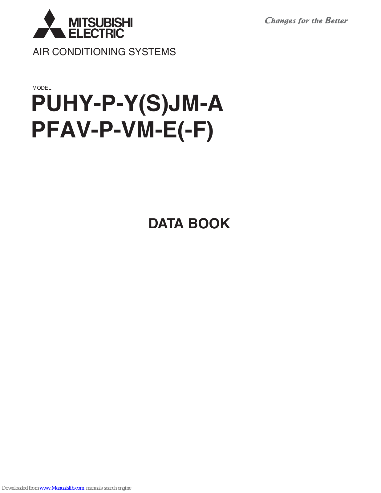 Mitsubishi PFAV-P250VM-E, PUHY-P-YSJM-A, PFAV-P500VM-E, PFAV-P750VM-E, PUHY-P250YHM-A Data Book