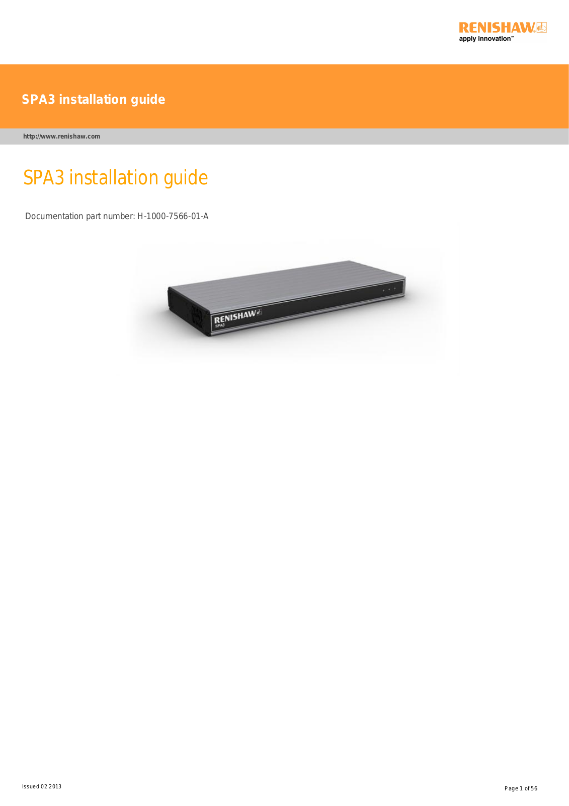 renishaw SPA3 Installation Guide