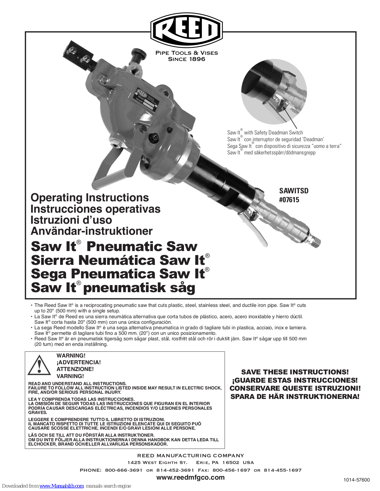REED SAWITSD Operating Instructions Manual - ManualMachine.com