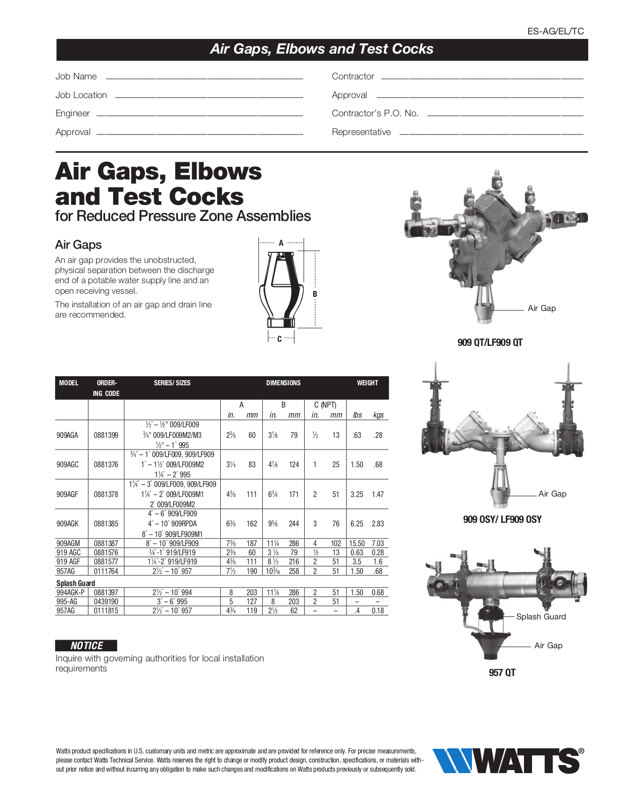 Watts Vent Elbows User Manual