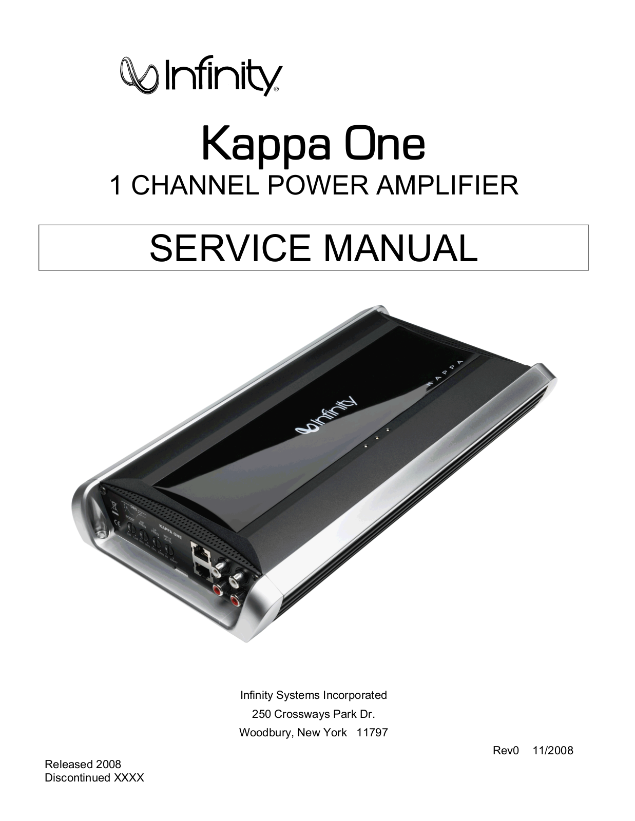 Infinity Kappa one Service manual