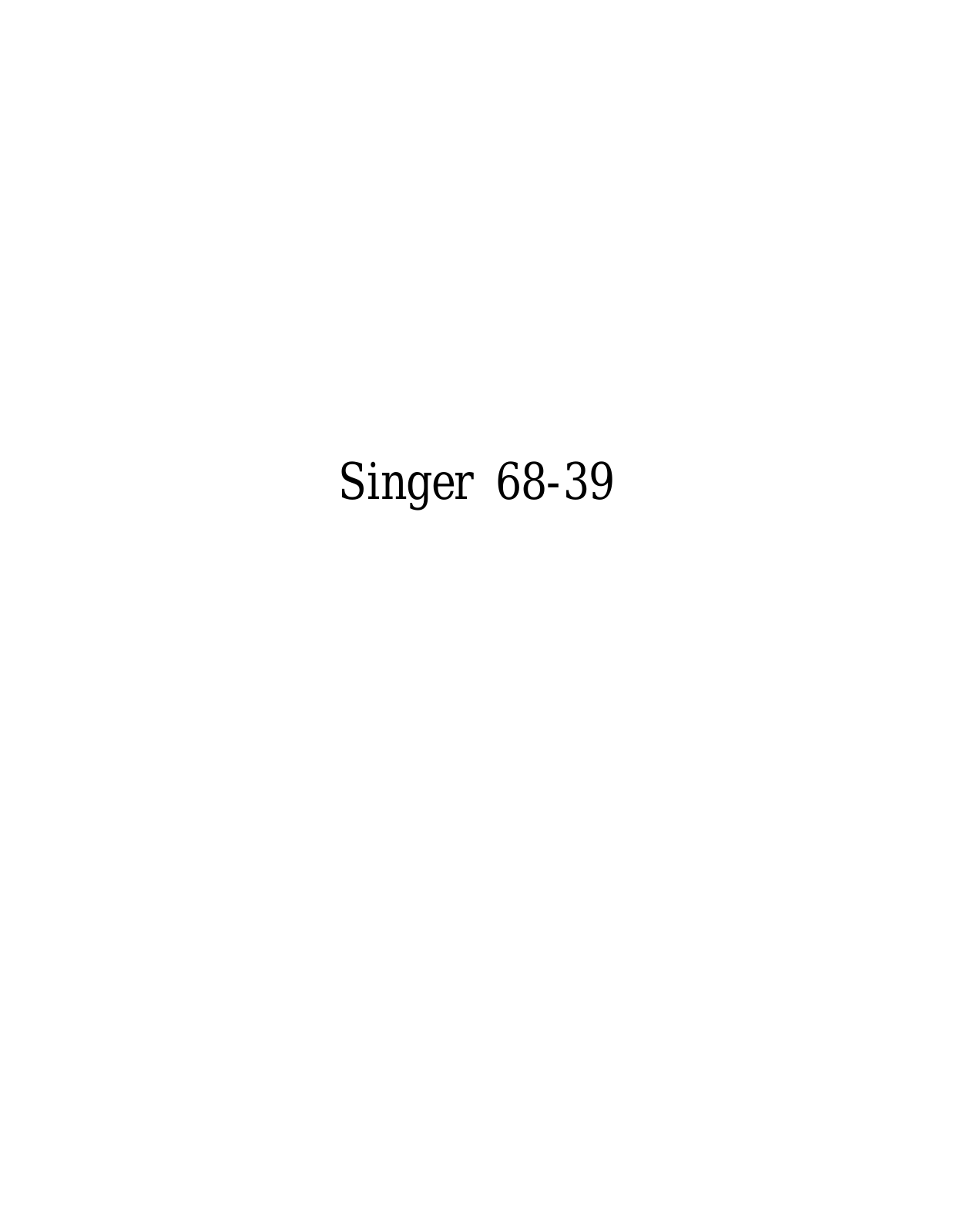 Singer 68-39 Parts List