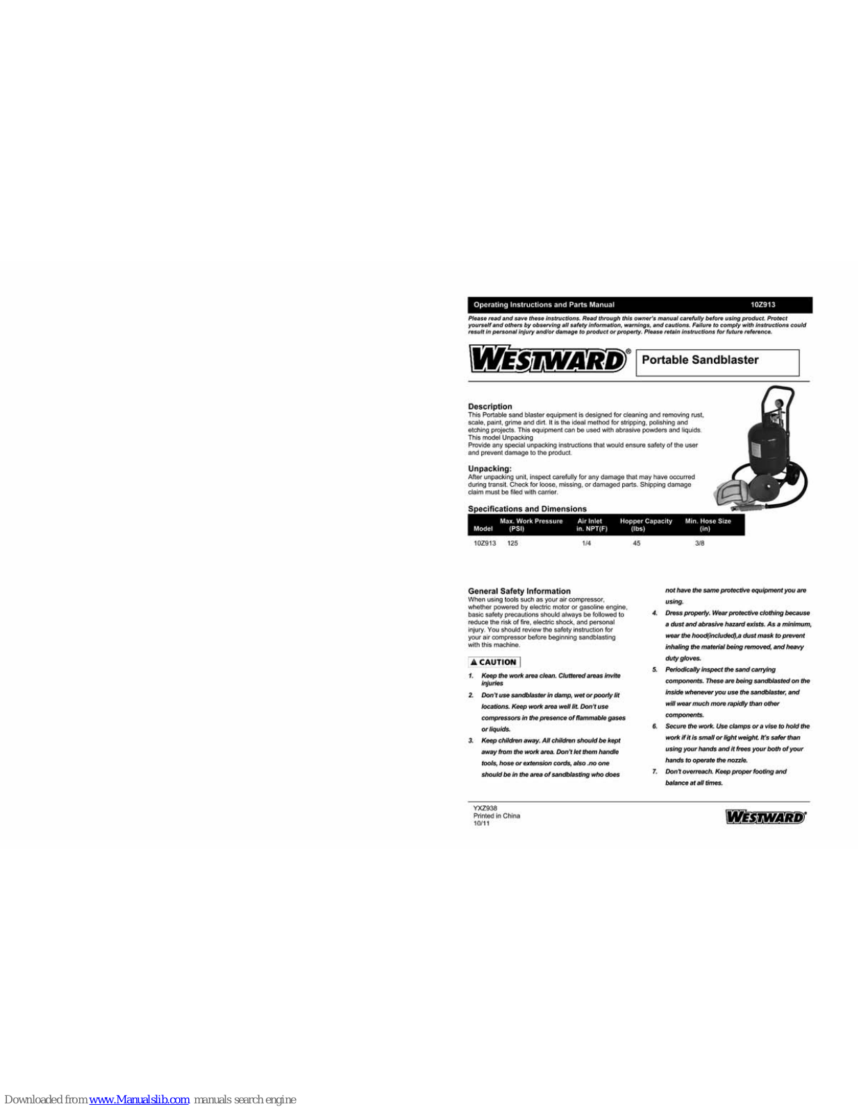 Westward 10Z913 Operating Instructions - ManualMachine.com