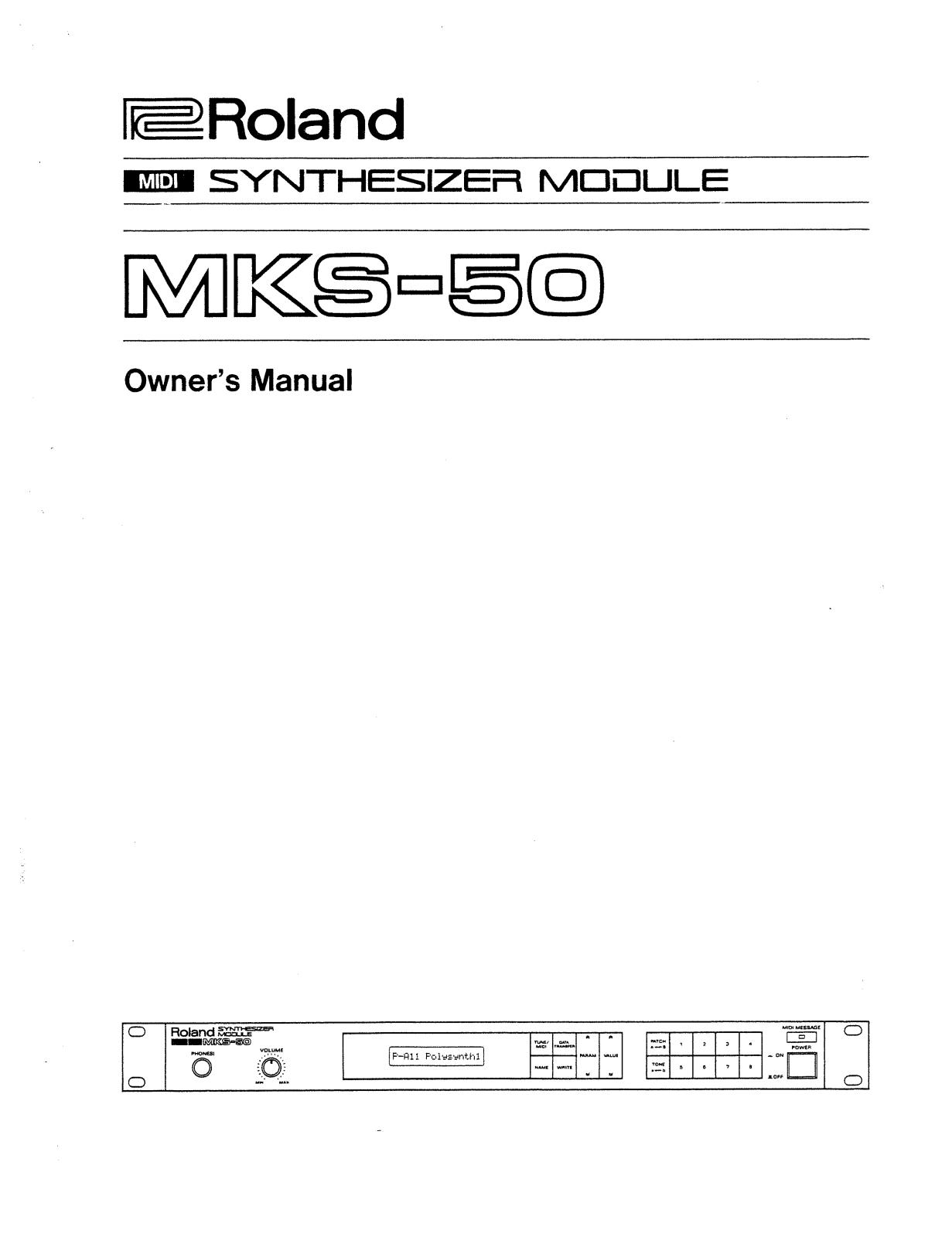 Roland Corporation MKS-50 Owner's Manual