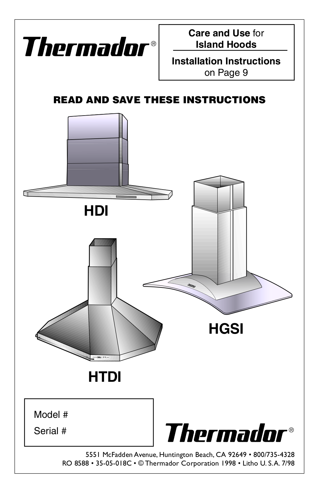 Thermador HDI User Manual