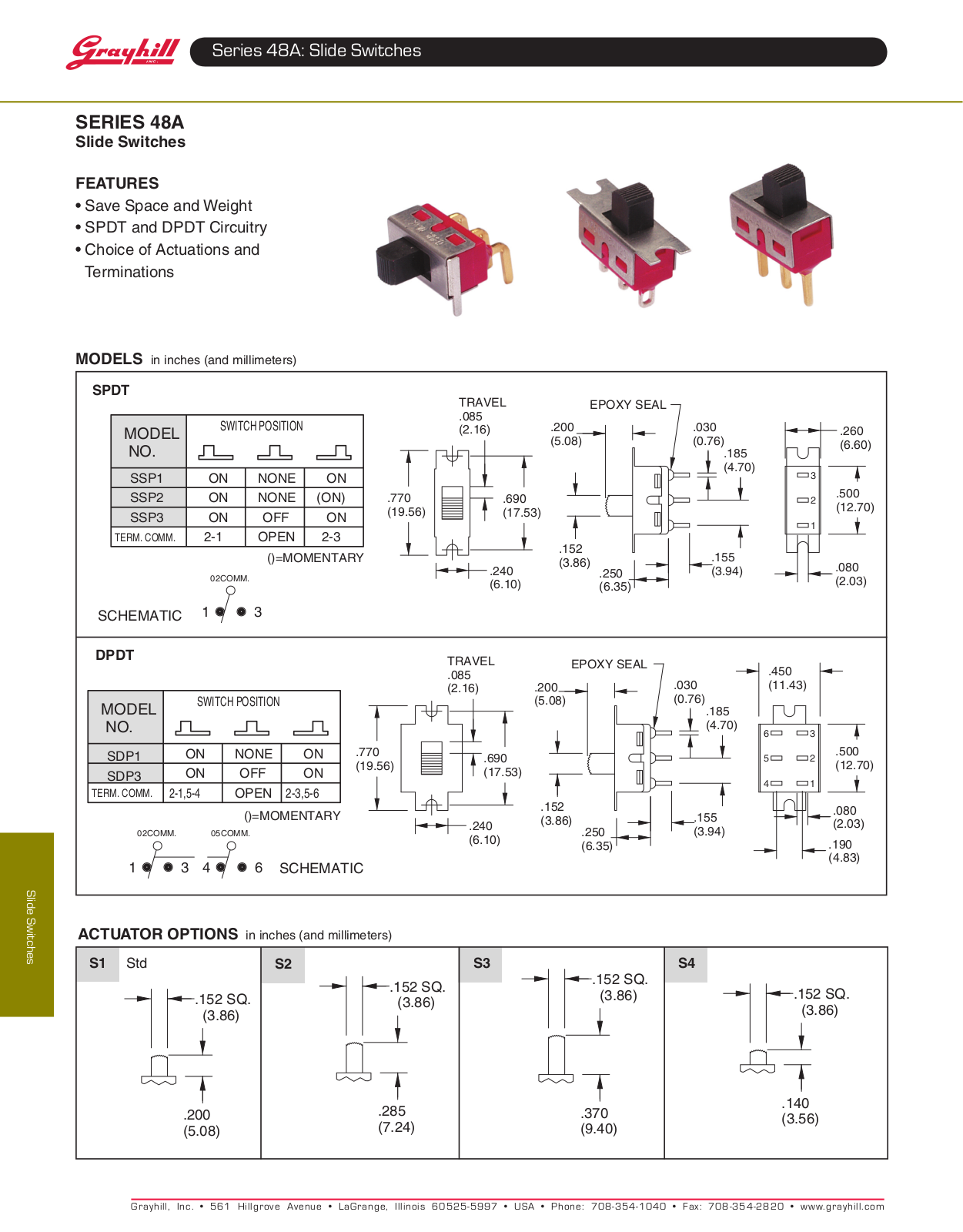 Grayhill Slide Switches 48A User Manual