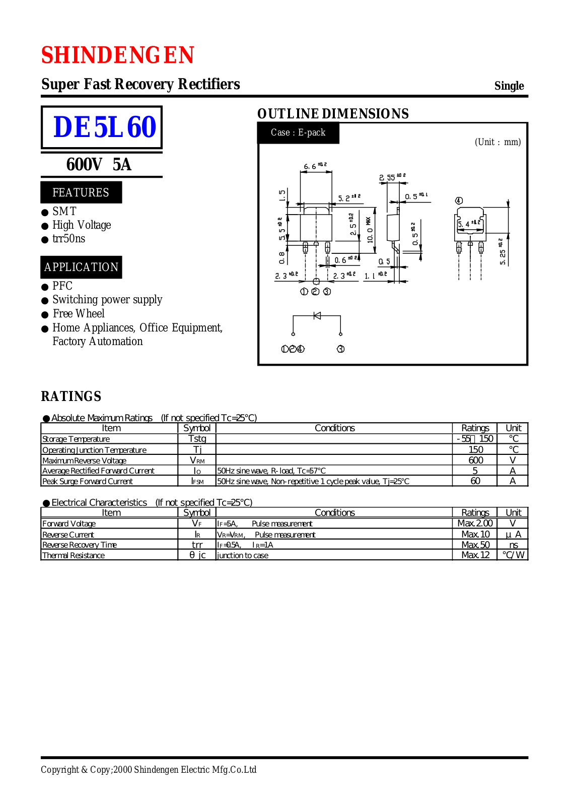 Shindengen DE5L60 Datasheet