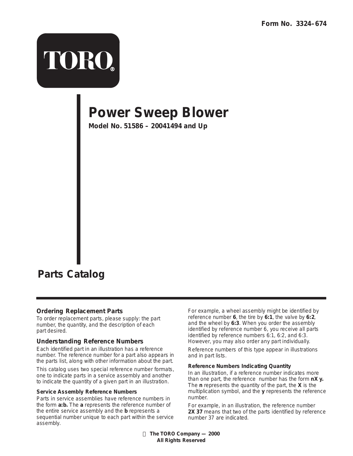 Toro 51586 Parts Catalogue