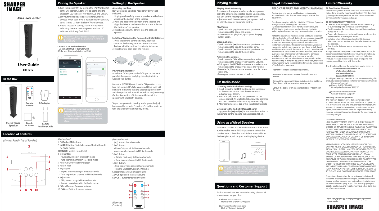 Sharper image SBT1012 User Manual