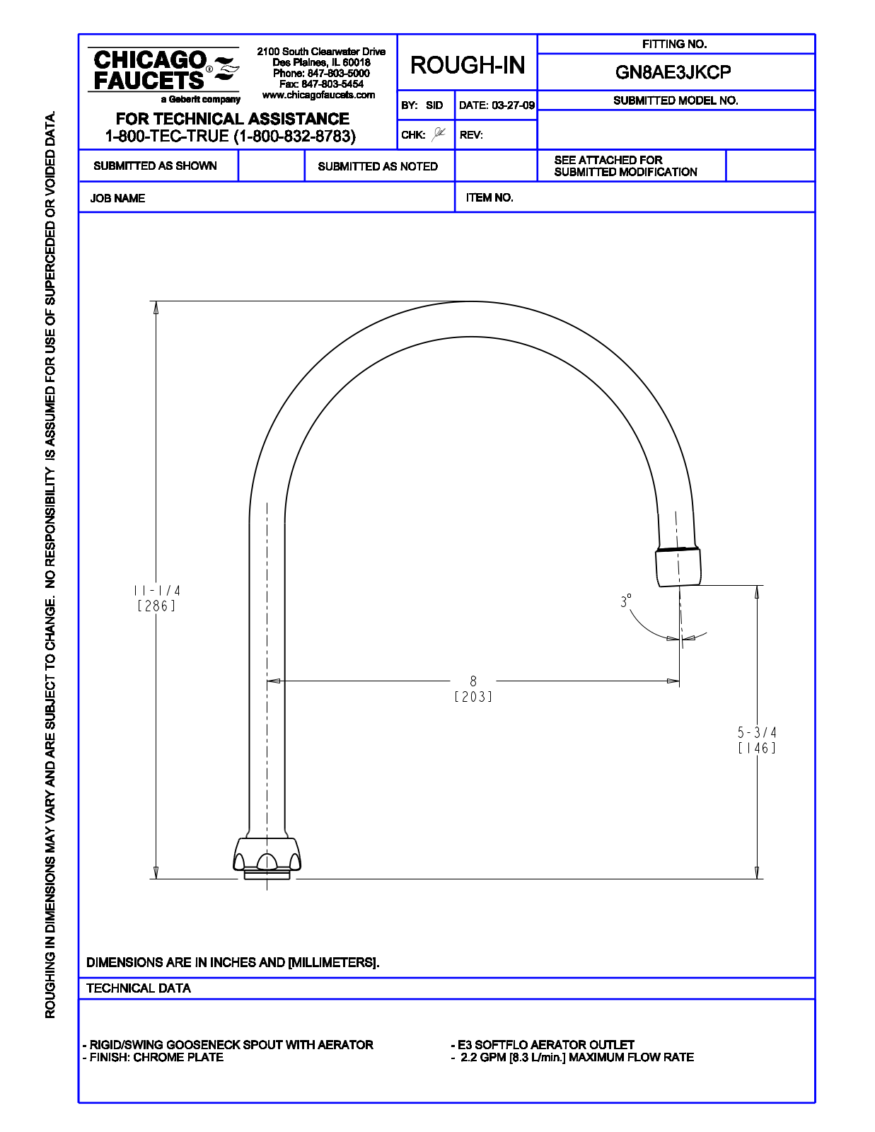 Chicago Faucet GN8AE3JK User Manual