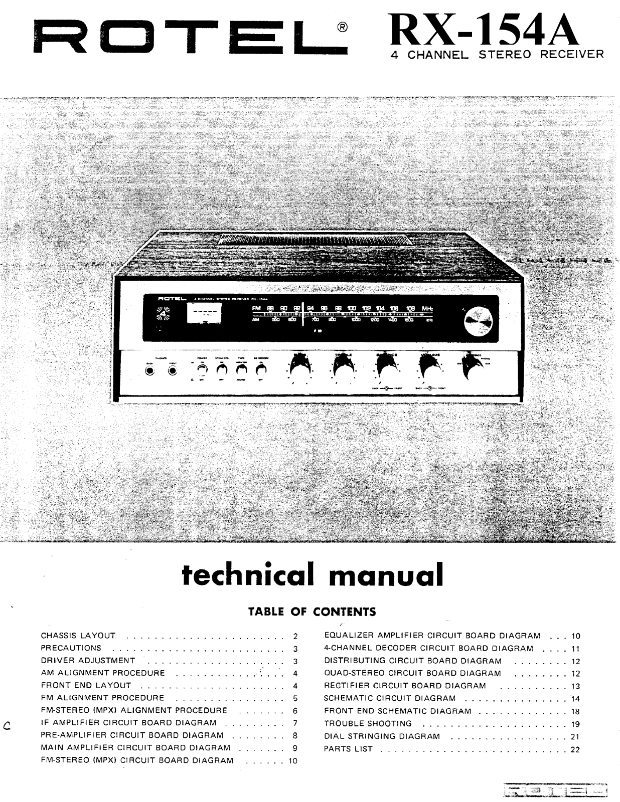 Rotel RX-154-A Service manual