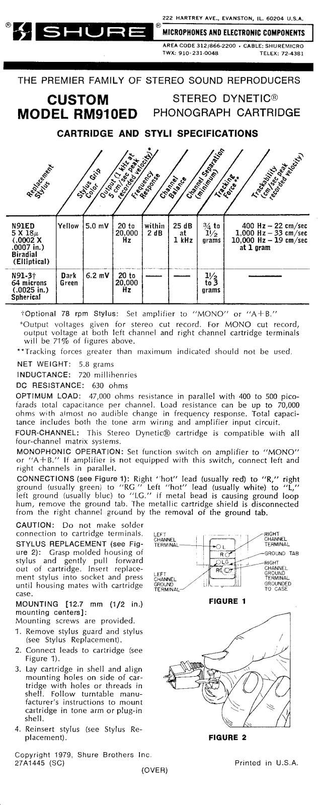 Shure RM910ED User Manual - ManualMachine.com