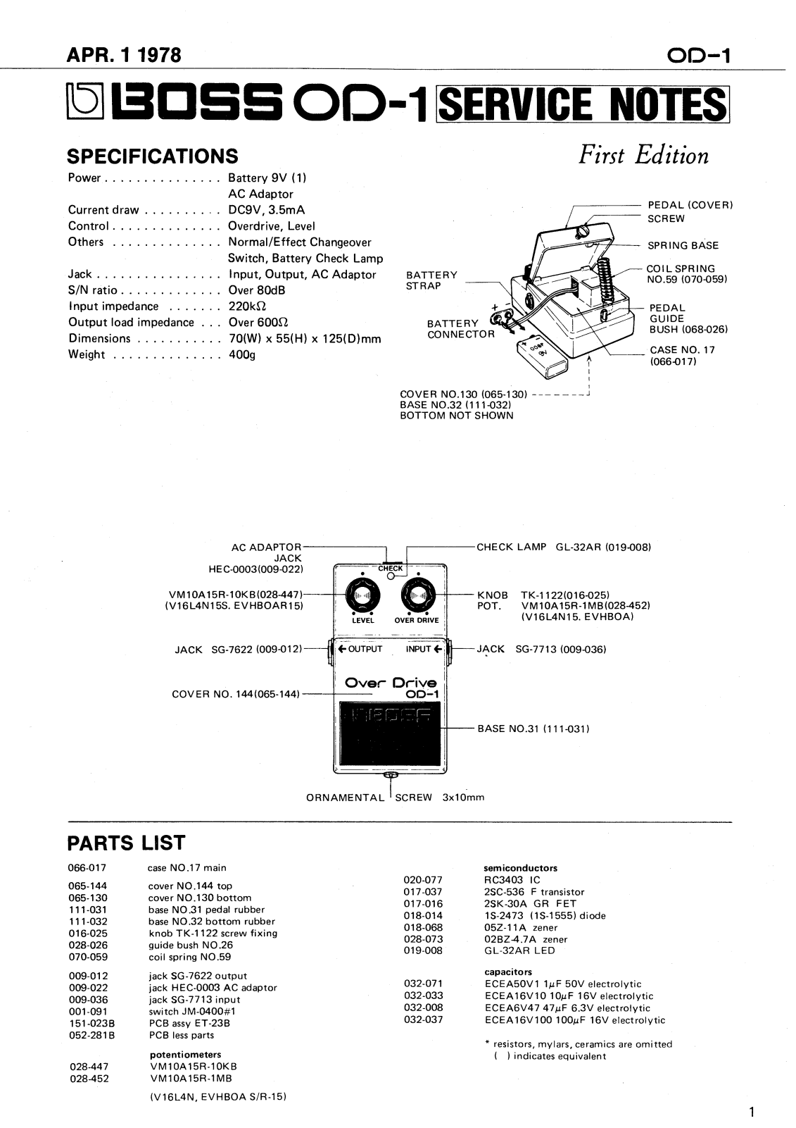 Boss OD-1 Schematic