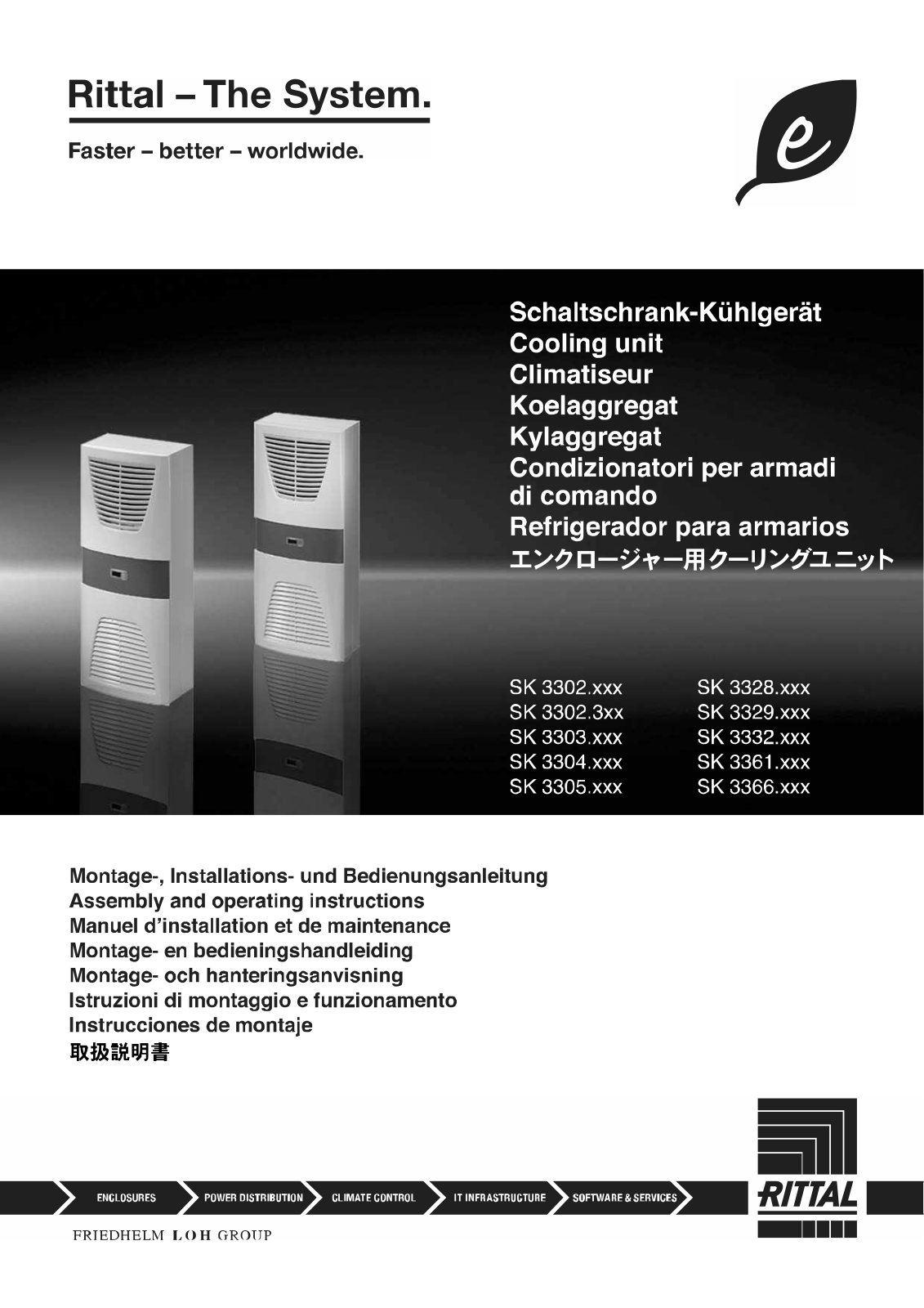 Rittal SK 3302, SK 3303, SK 3329, SK 3332, SK 3361 Assembly And Operation Manual