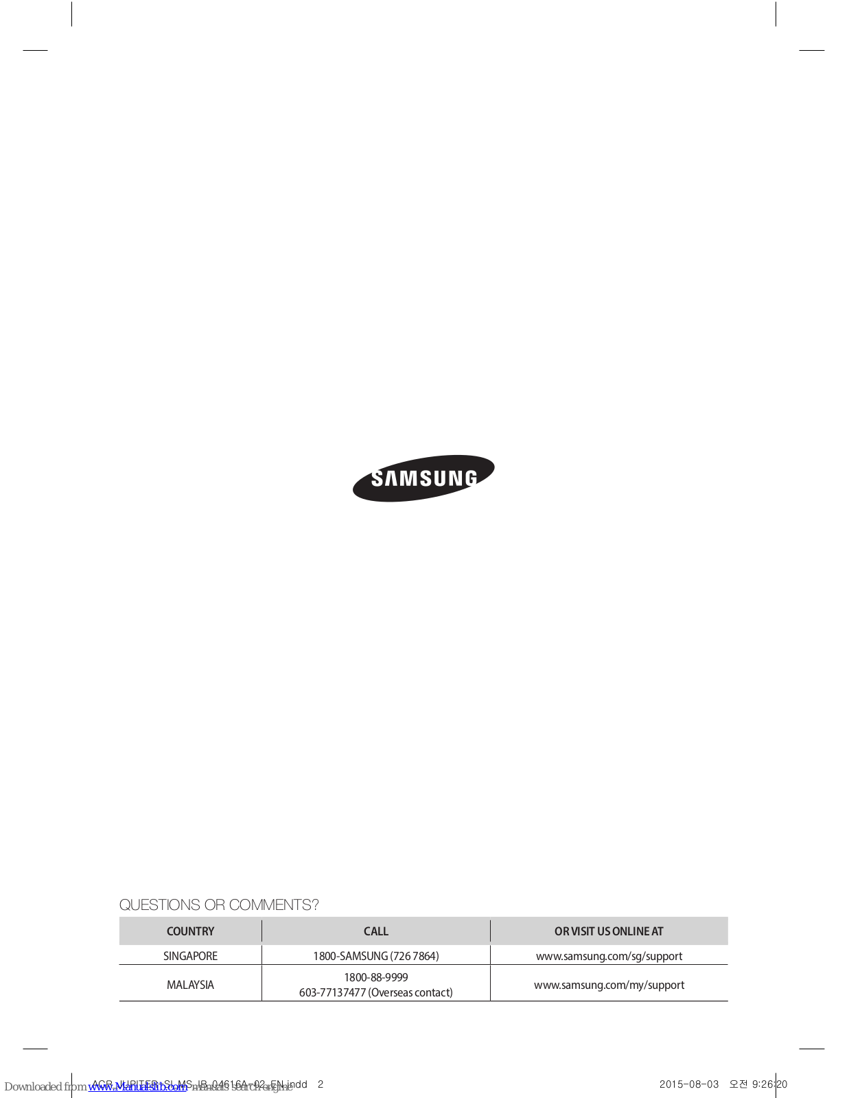 Samsung AX041HCVAUW Series, AX022HCVAND Series User Manual