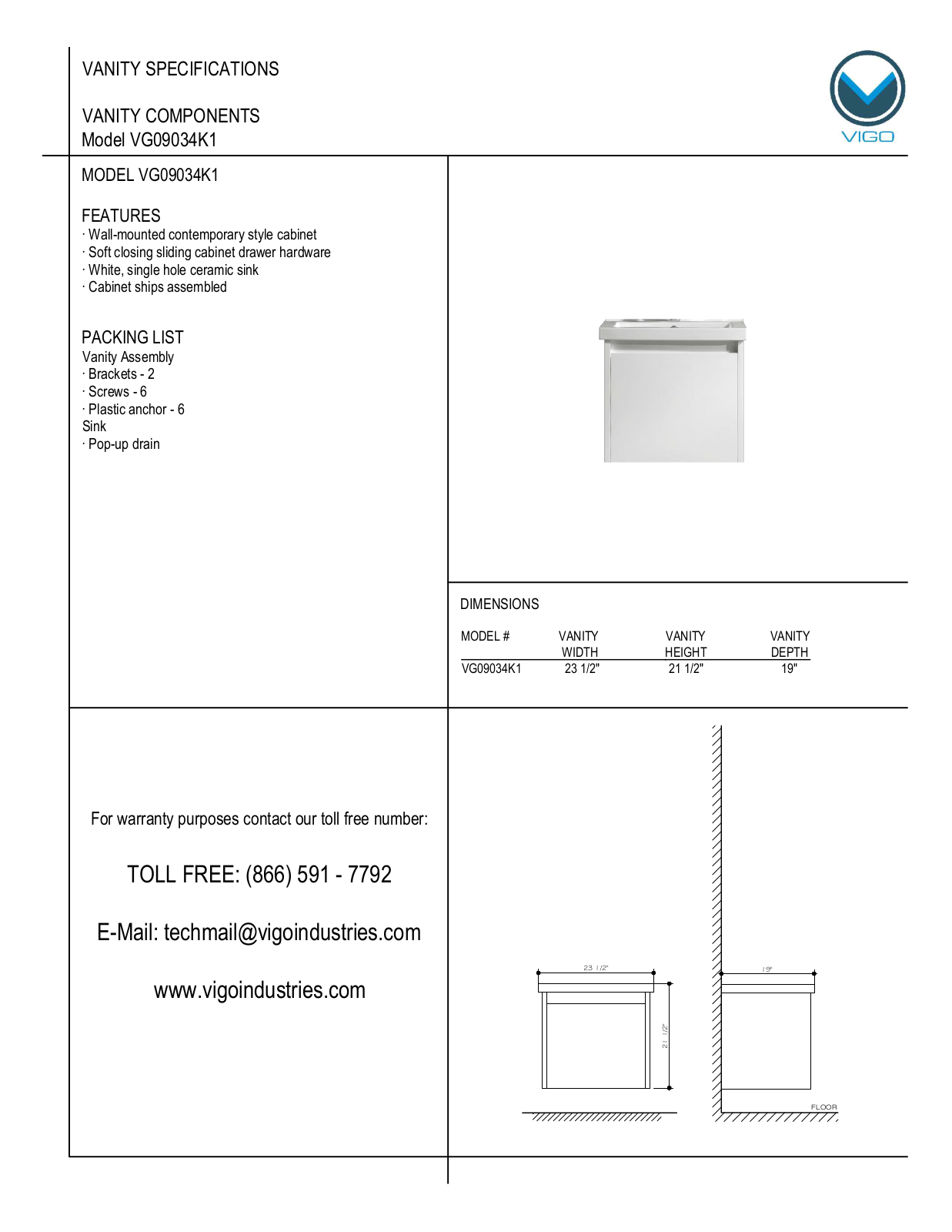 Vigo VG09034K1 User Manual