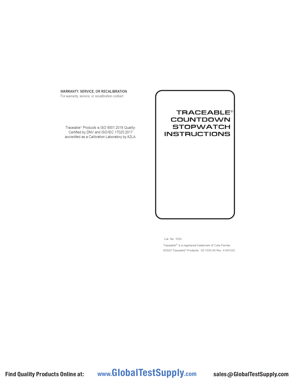 Traceable 1035 User manual