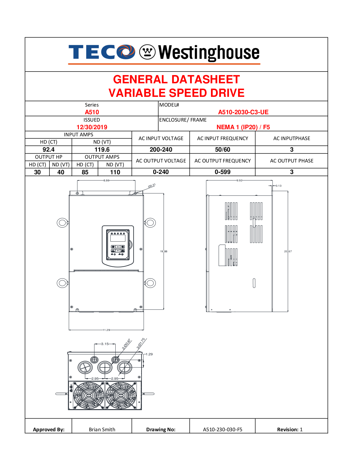 Teco A510-2030-C3-UE Data Sheet