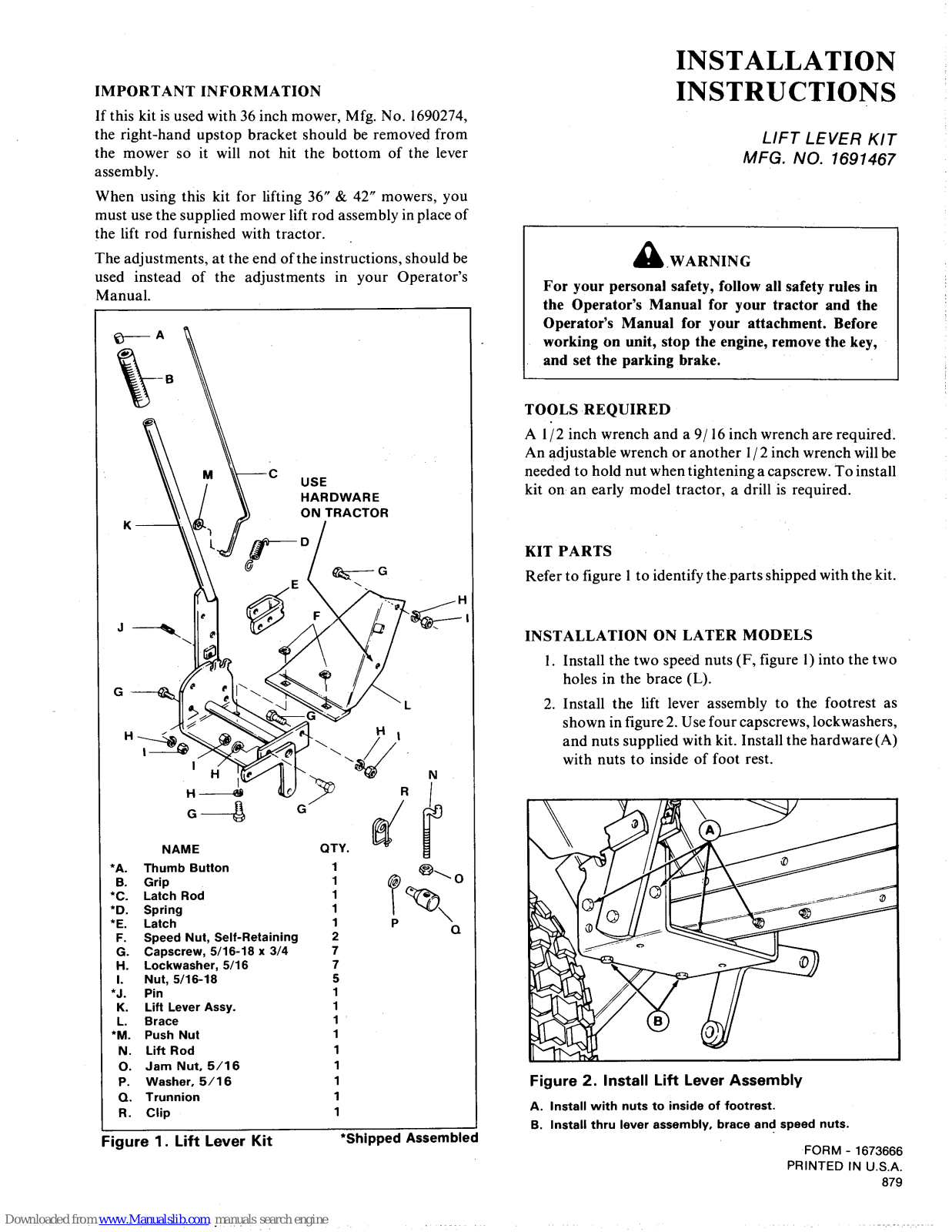 Simplicity 1691467 Installation Instructions Manual