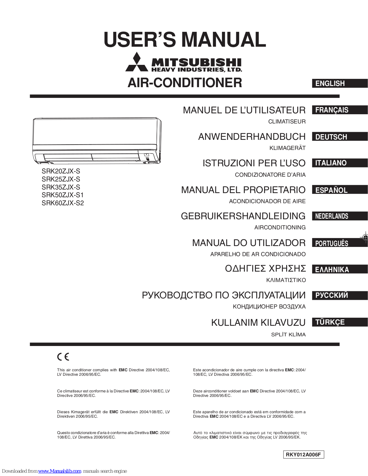 Mitsubishi Heavy Industries SRK35ZJX-S, SRK20ZJX-S, SRK25ZJX-S, SRK50ZJX-S1, SRK60ZJX-S2 User Manual