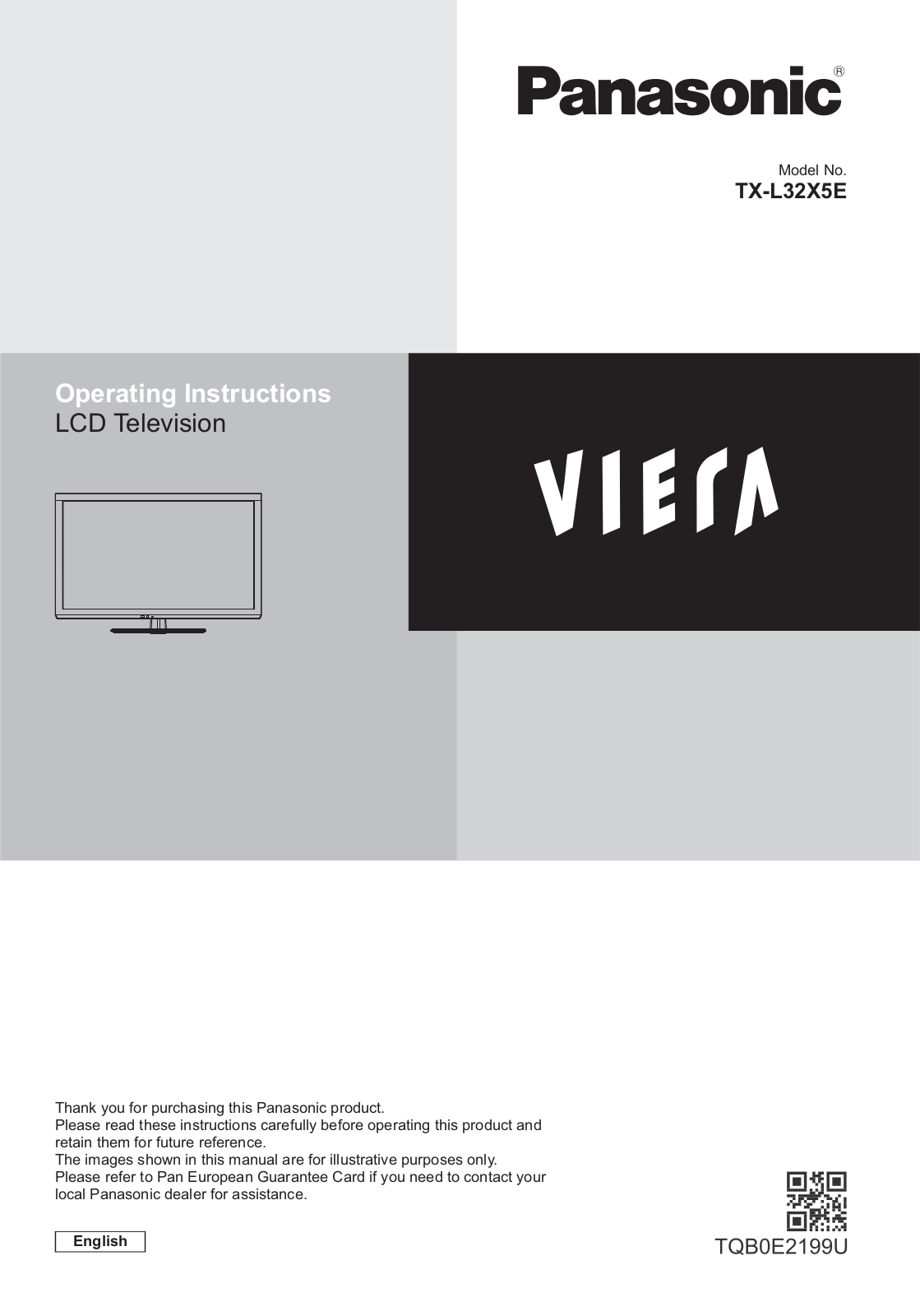 Panasonic Viera TX-L32X5E Operating Instructions Manual