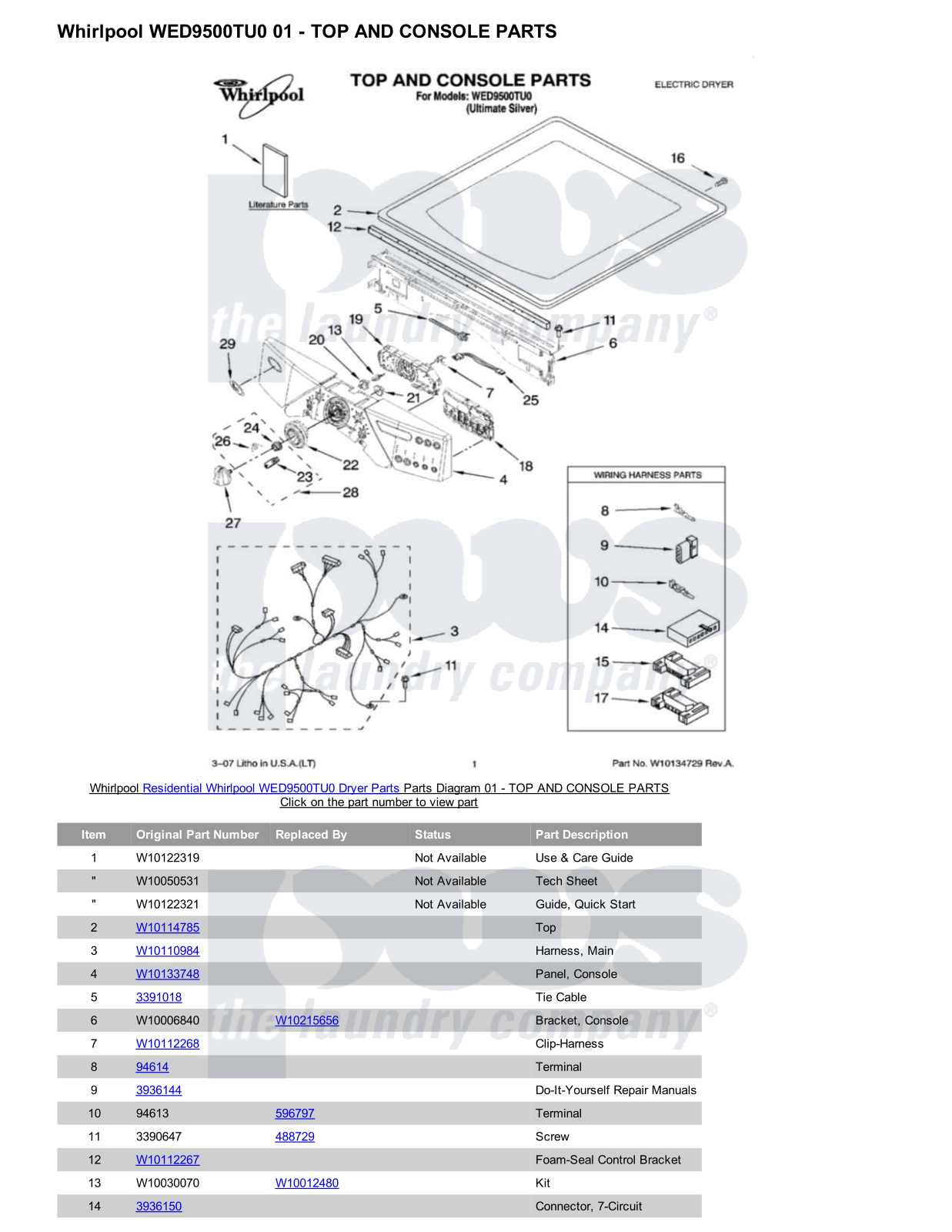 Whirlpool WED9500TU0 Parts Diagram