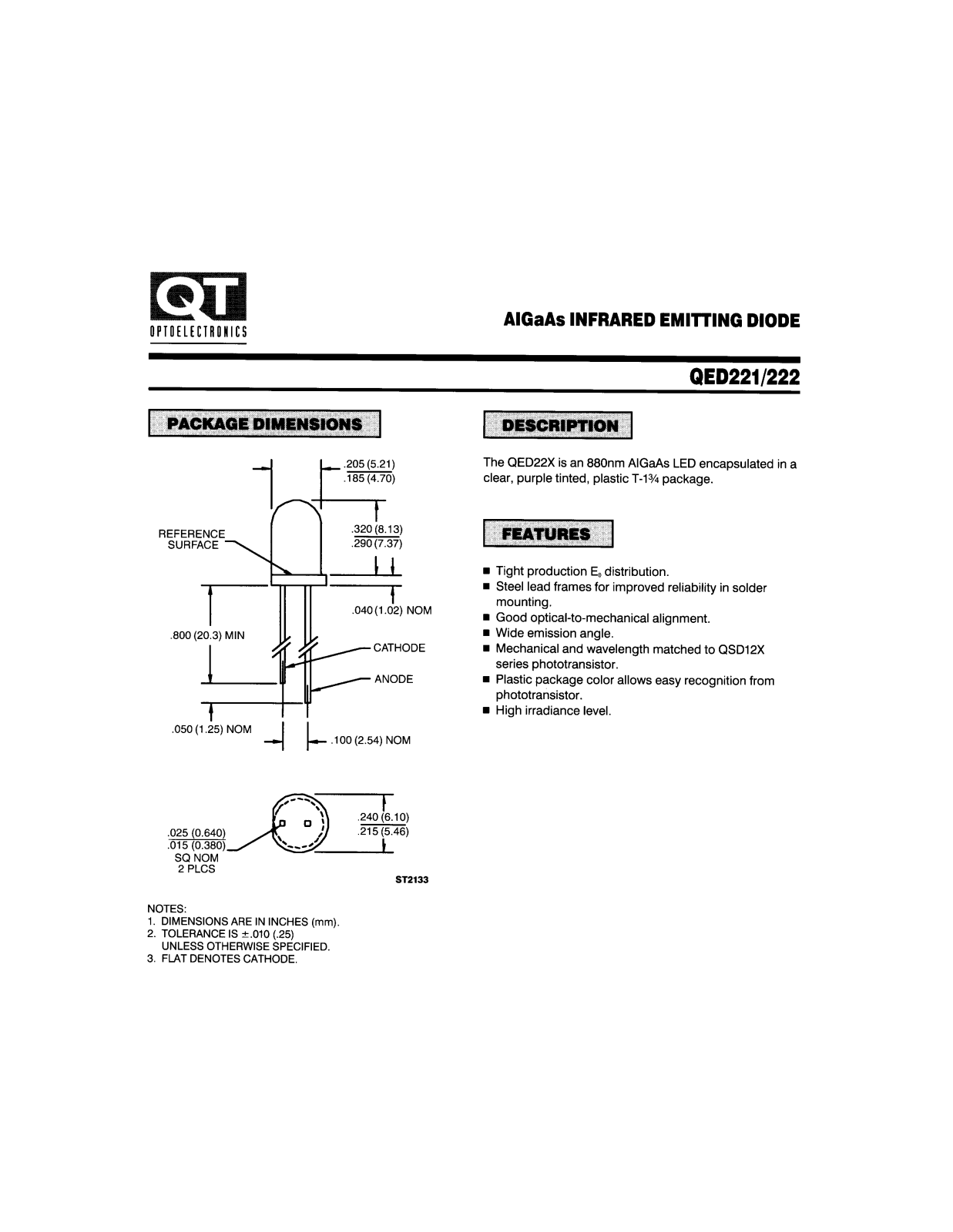 QT QED221, QED222, QED223 Datasheet