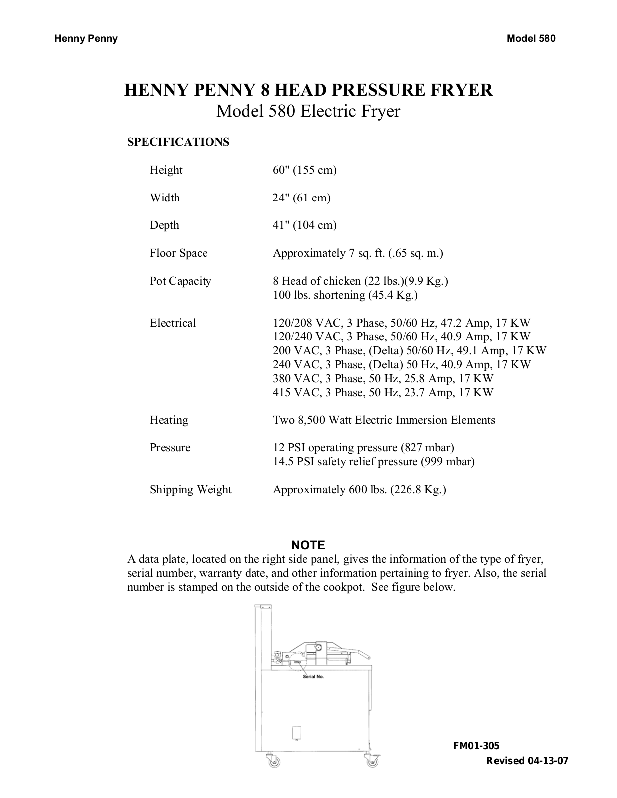 Henny Penny 580 General Manual