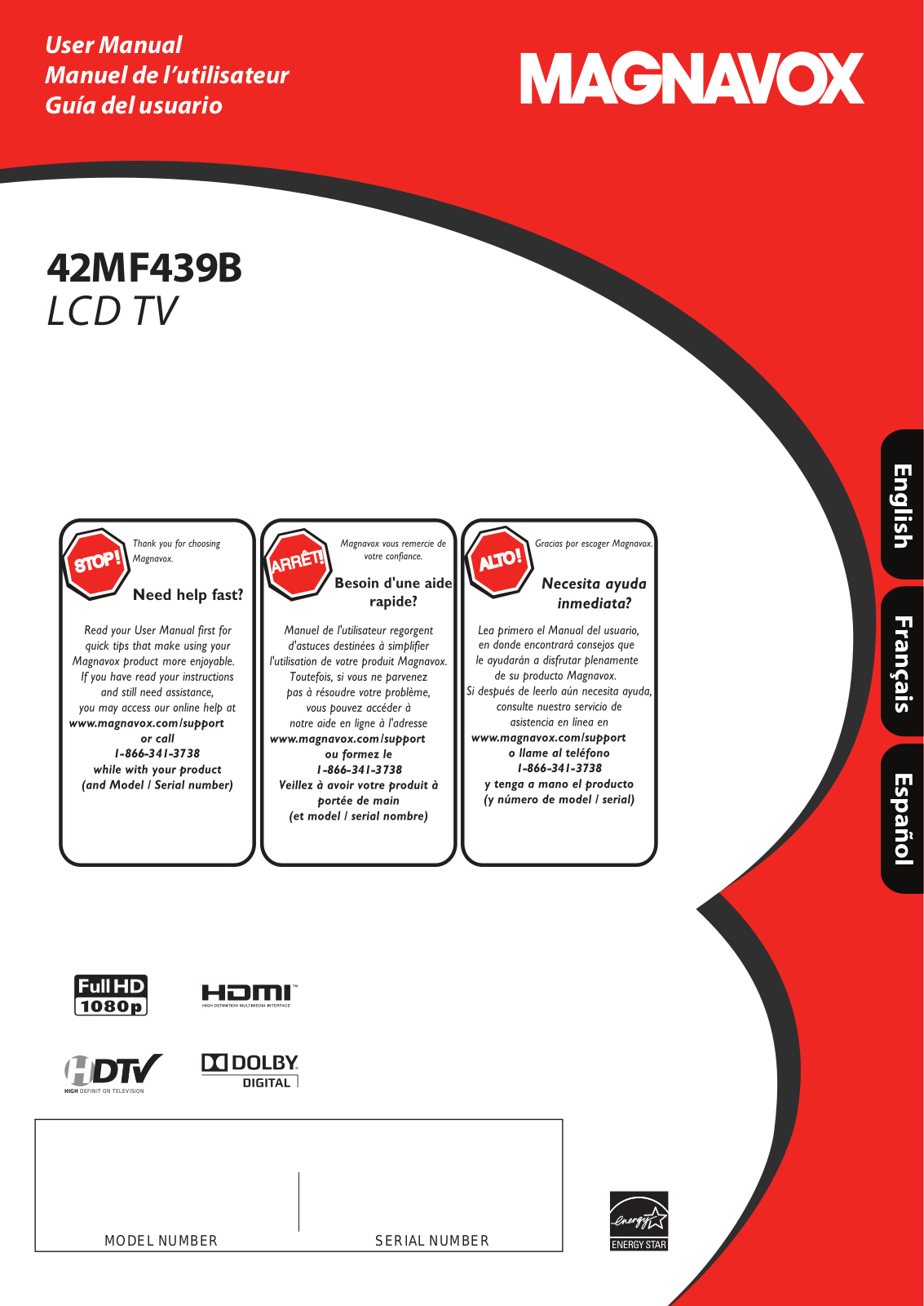 Magnavox 42MF439B/F7 User Manual