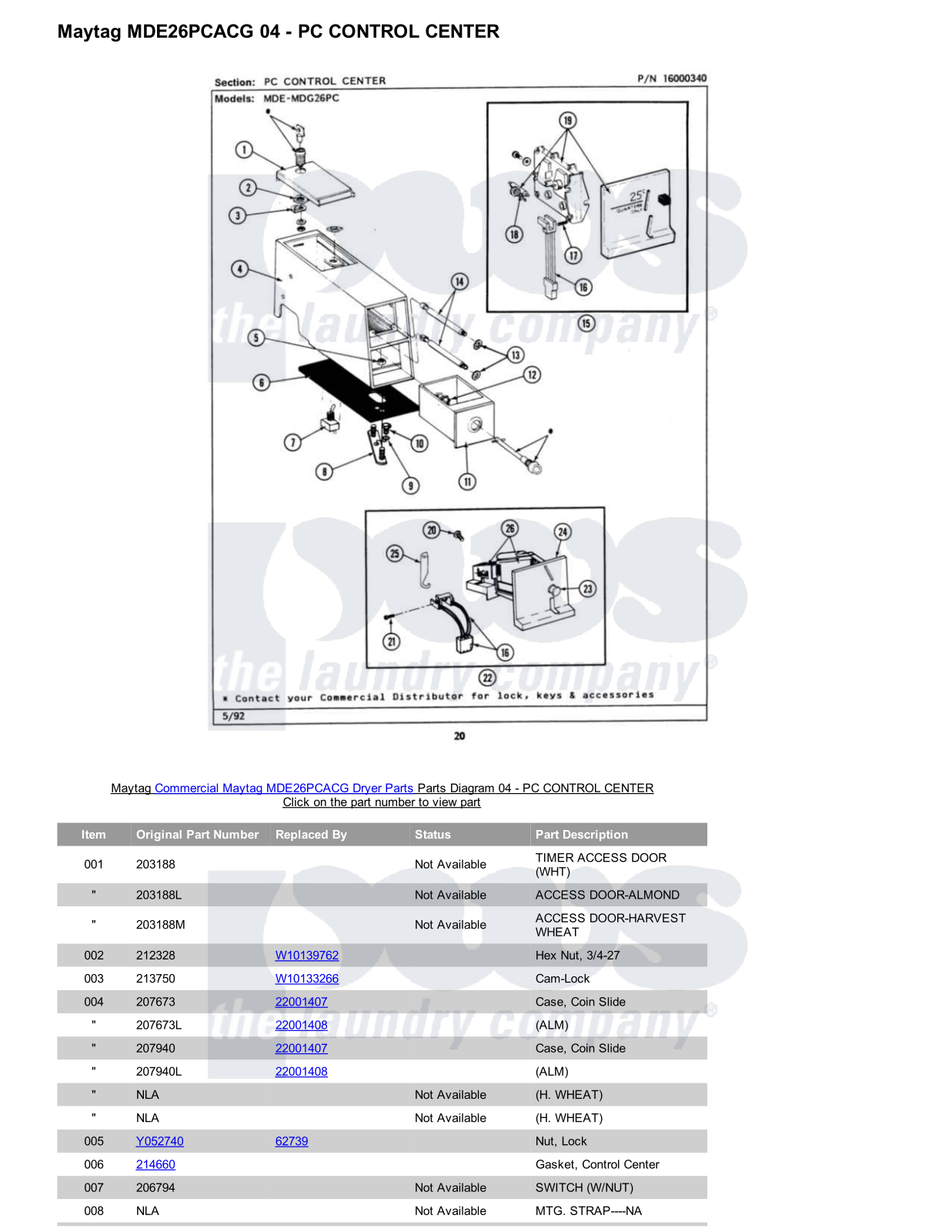 Maytag MDE26PCACG Parts Diagram