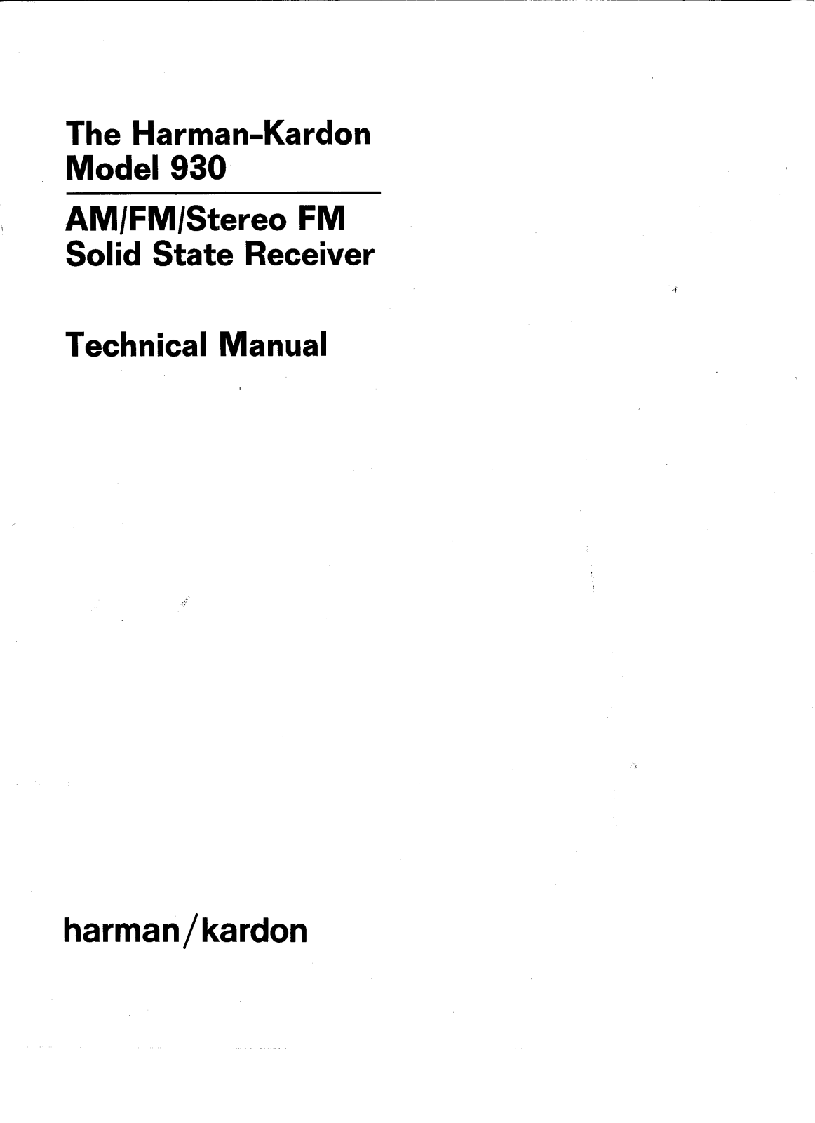 Harman Kardon HK-930, TU-930 Service manual