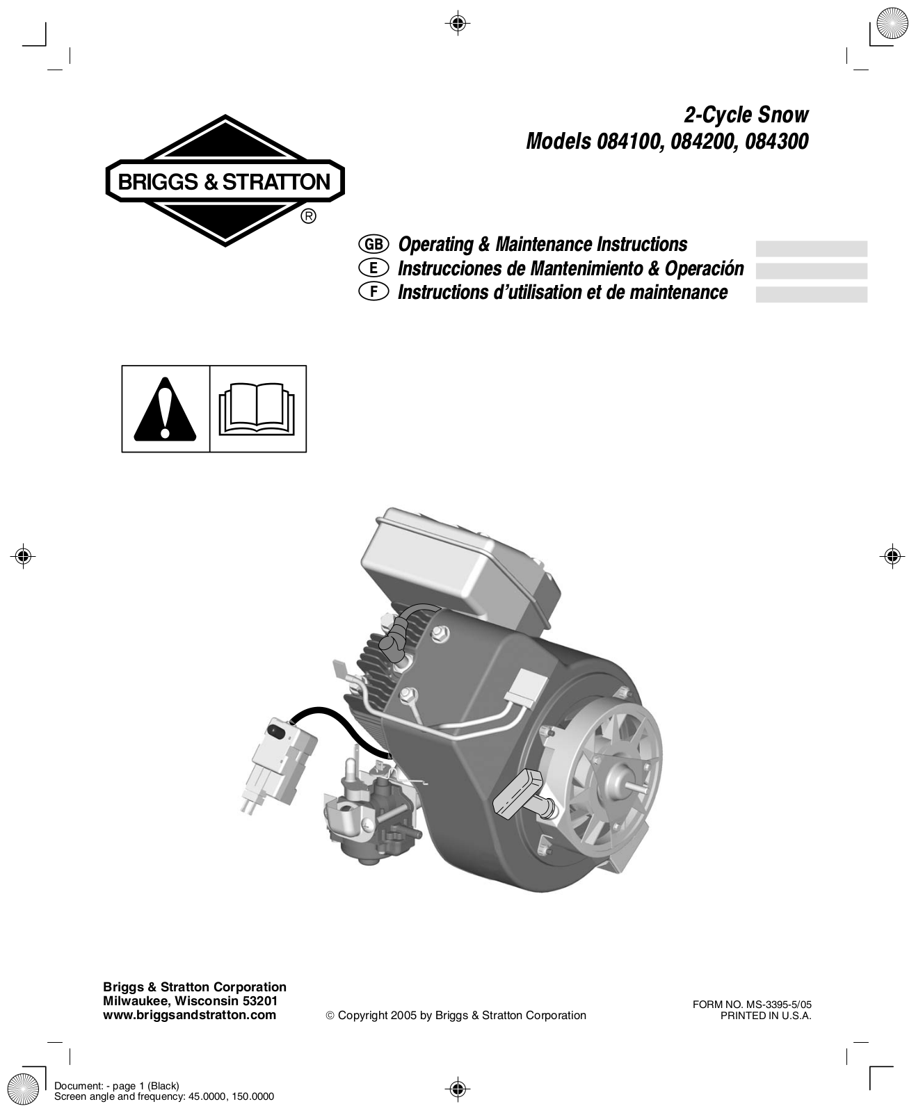 Briggs & Stratton 84300, 84200, 84100 User Manual