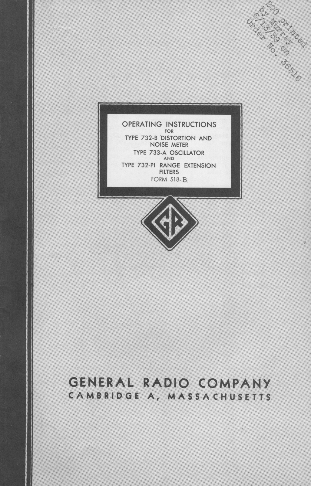 General Radio Company 732-PI, 733-A, 732-B Service manual