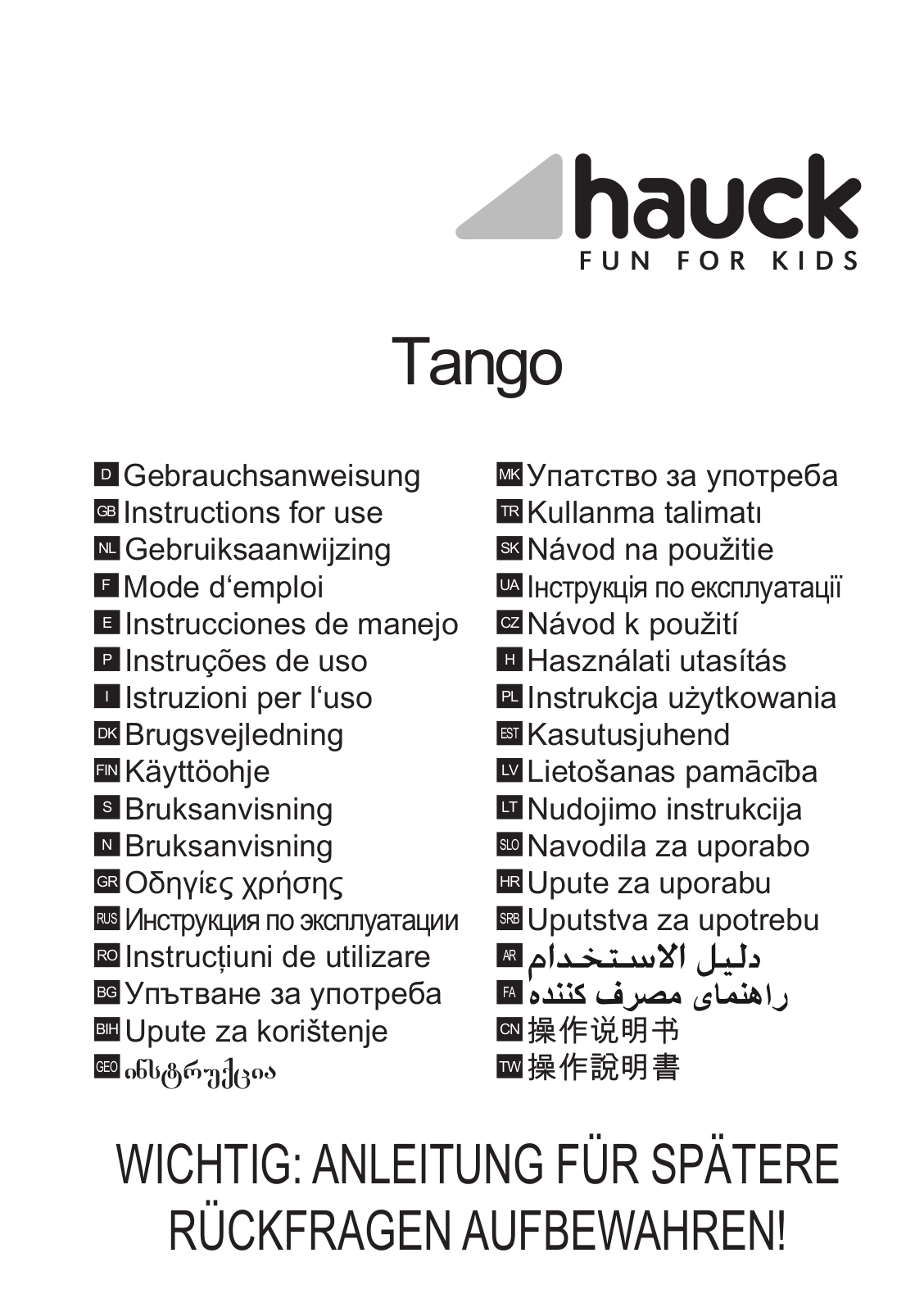 Hauck Tango User Manual