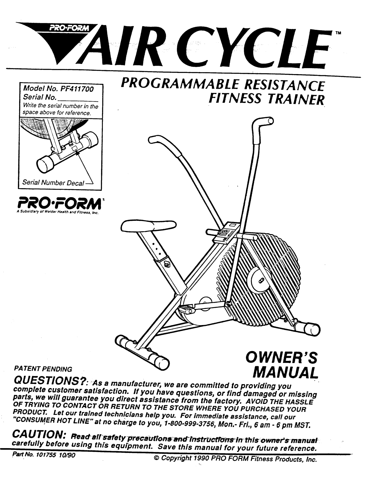 ProForm PF411700 User Manual