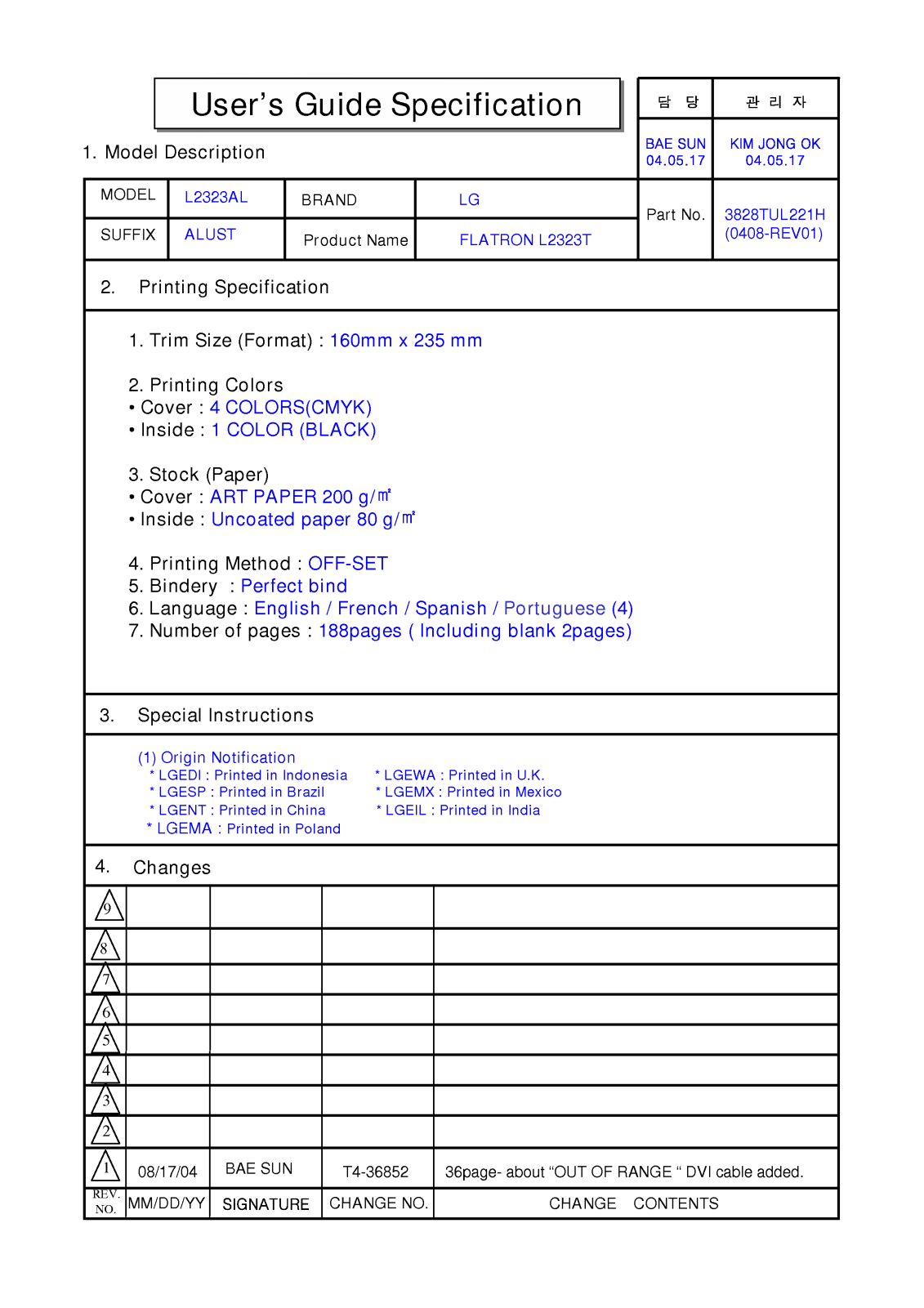 Lg L2323T User Manual