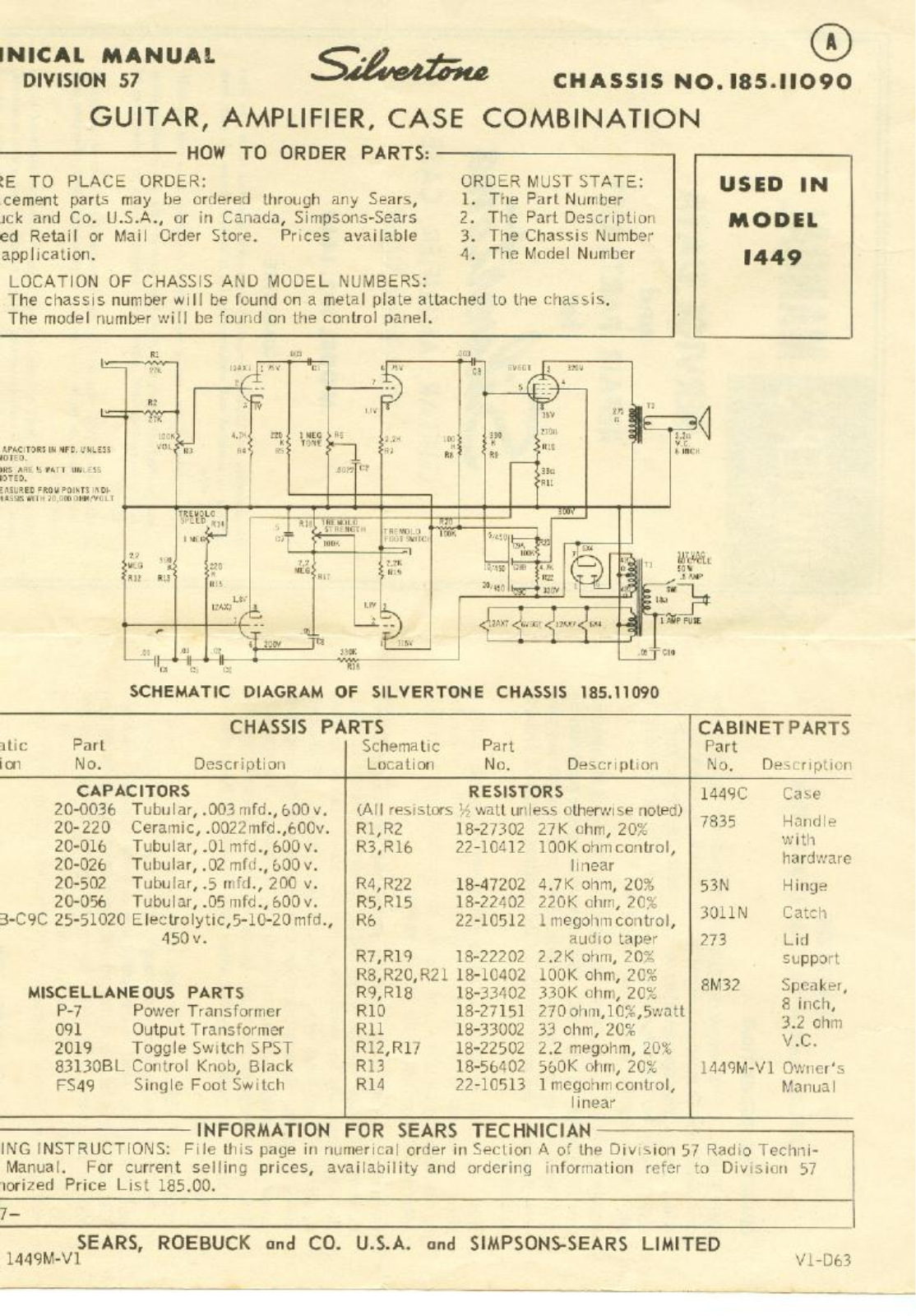 Silvertone 1449 schematic