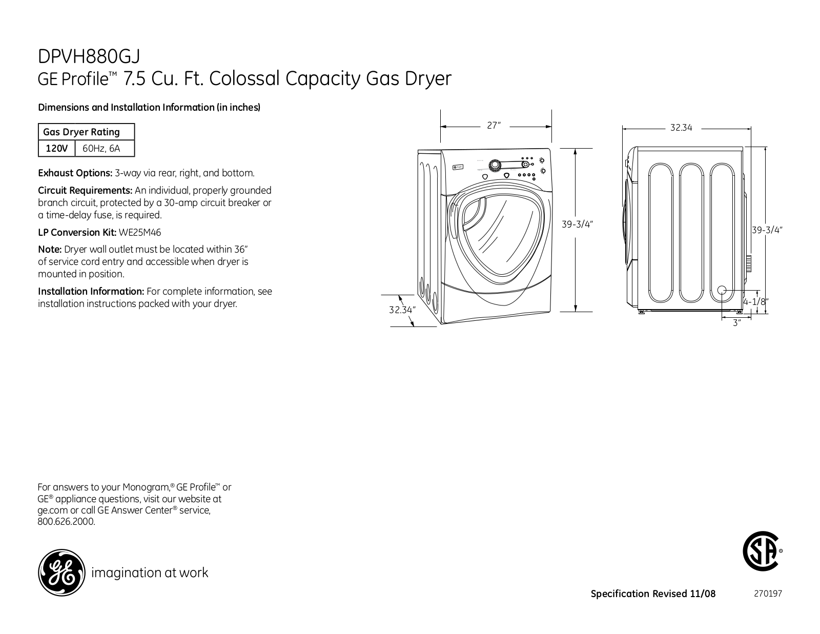 GE DPVH880GJMG, DPVH880GJWW, DPVH880GJMV, DPVH880GJ User Manual